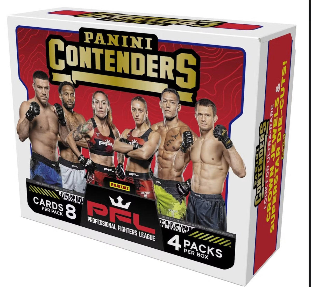 Panini Contenders Professional Fighters League (PFL) trading card box featuring MMA athletes.