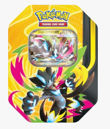 Pokémon Trading Card Game Zeraora-themed tin containing a holographic promo card.