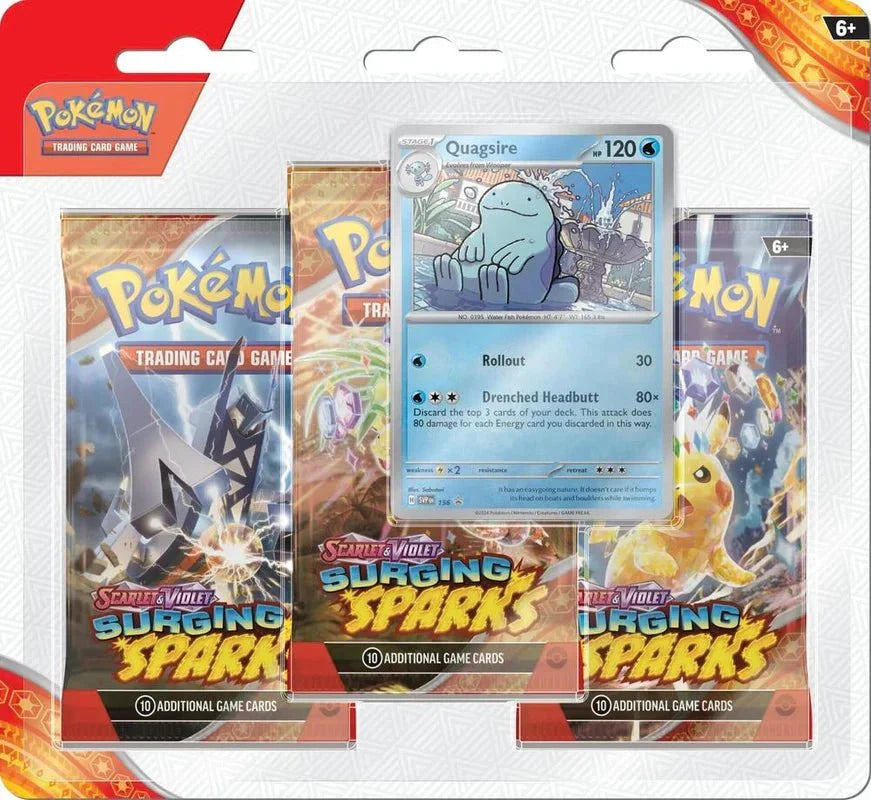 Pokemon: Scarlet & Violet - Surging Sparks 3 Pack Blisters (Quagsire) - CardVault Collections