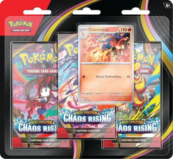 Pokemon TCG: Mega Evolution - Chaos Rising 3-Pack Blister (Charmeleon) - CardVault Collections