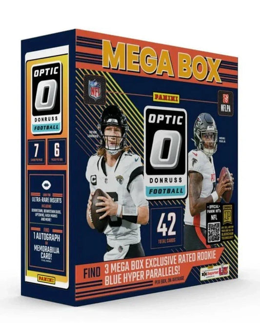 2024 Panini Donruss Optic Football Mega Box (Blue Hyper) (SALE) - CardVault Collections
