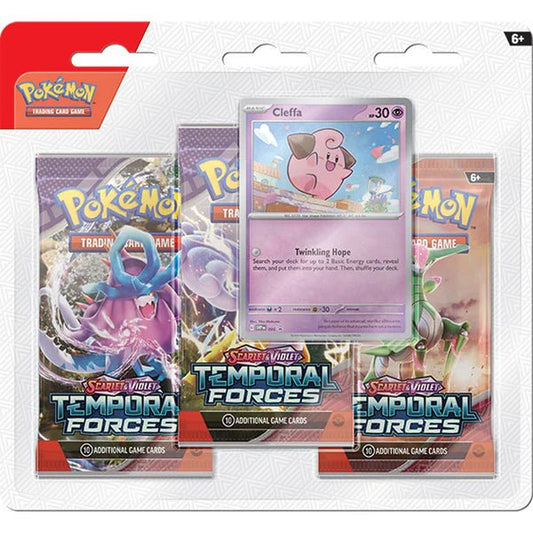 Pokemon Scarlet and Violet: Temporal Forces 3 Pack Blister (Cleffa) - CardVault Collections