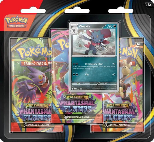 Pokemon TCG: Mega Evolution - Phantasmal Flames 3 - Pack Blister (Weavile) - CardVault Collections