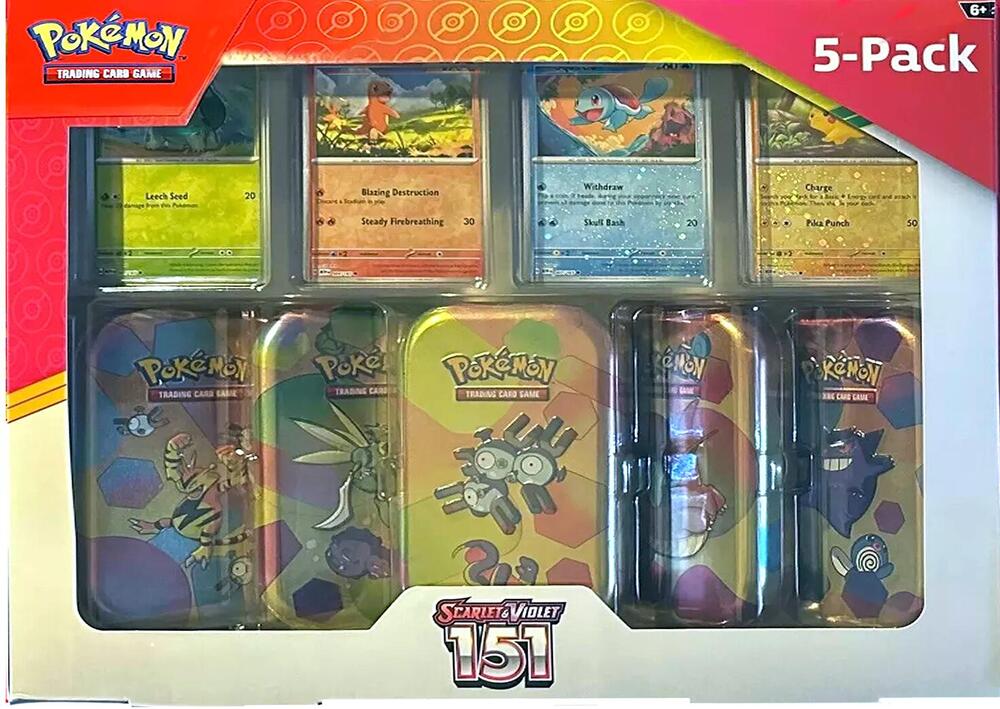 Pokemon TCG: Scarlet and Violet - 151 Mini Tins Costco 5 - Pack - CardVault Collections